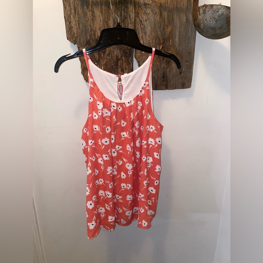 NWT Nadine West Cami Top Dark Blush Color with White Flowers size Large